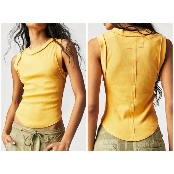 Free People Tops - Free People We The Free Kate Ribbed Stretch Tank Top paradise yellow Womens S NE